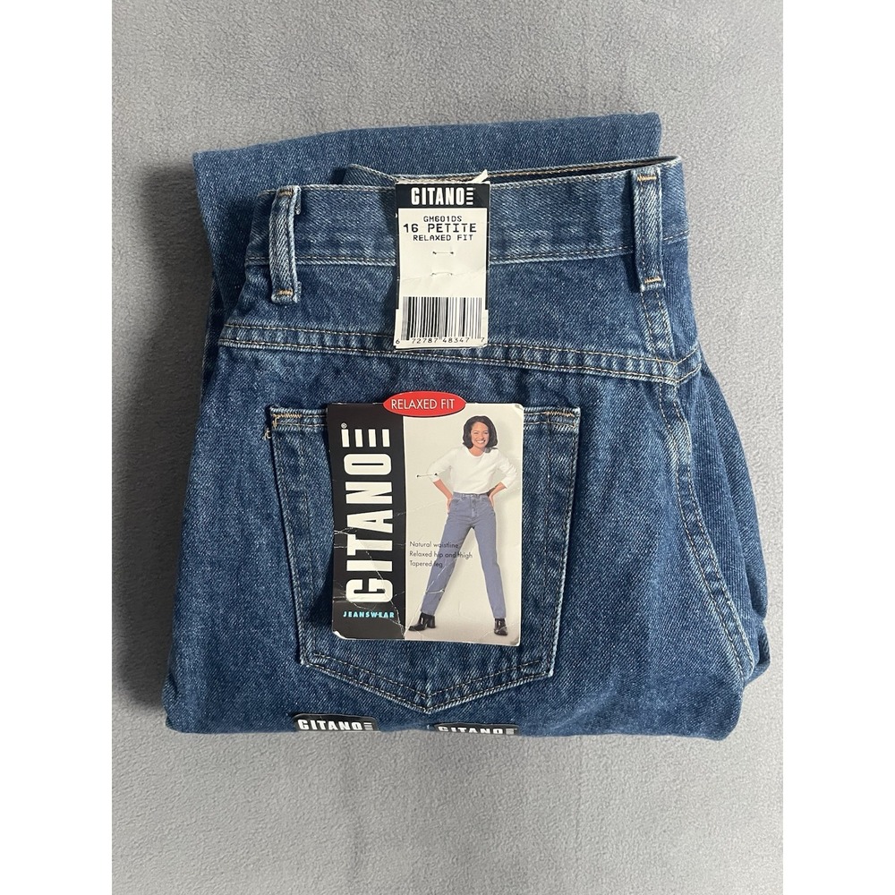 VTG Gitano‎ Relaxed Fit Women's Size 16 Petite 32x28 Med Wash Blue New With Tags